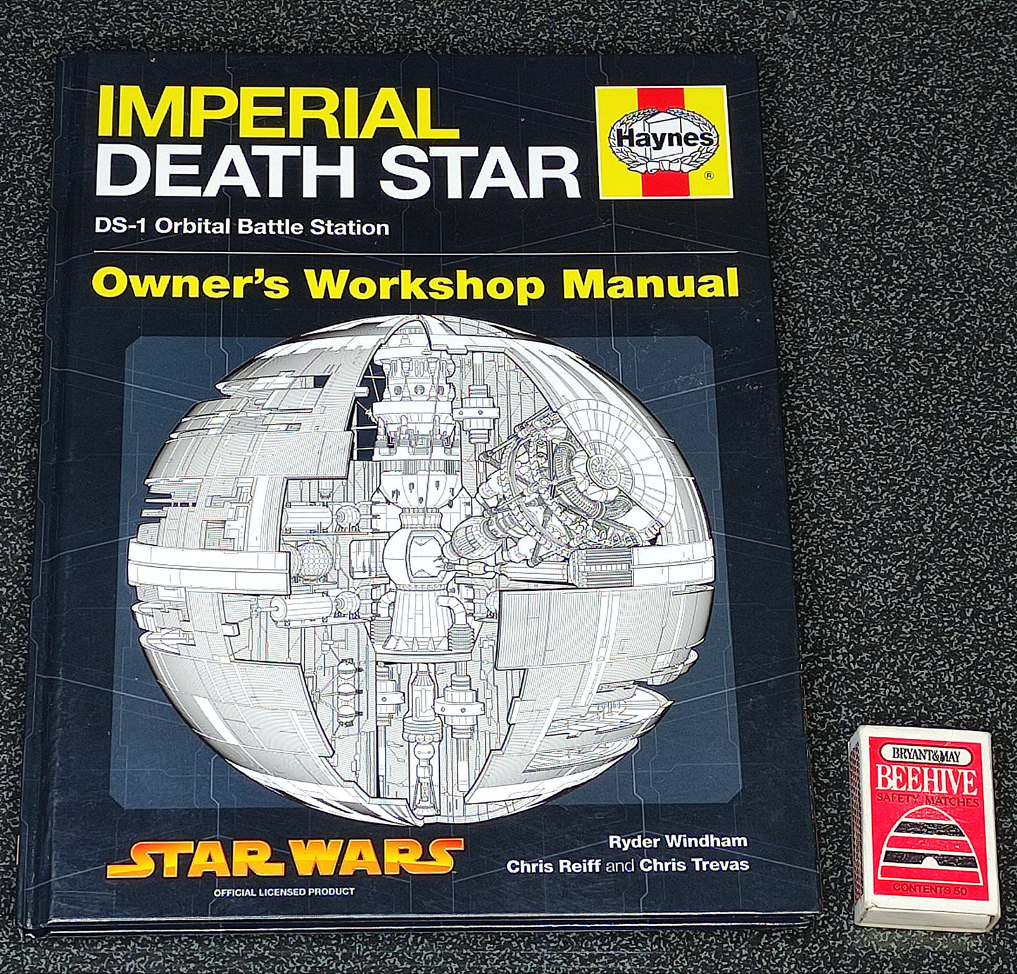 Star Wars Imperial Death Star owner's workshop manual on a textured surface