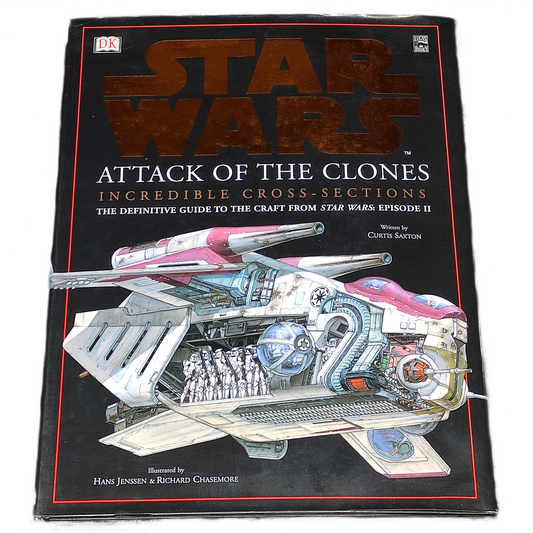 Book titled 'Star Wars: Attack of the Clones' with a cutaway illustration on the cover.