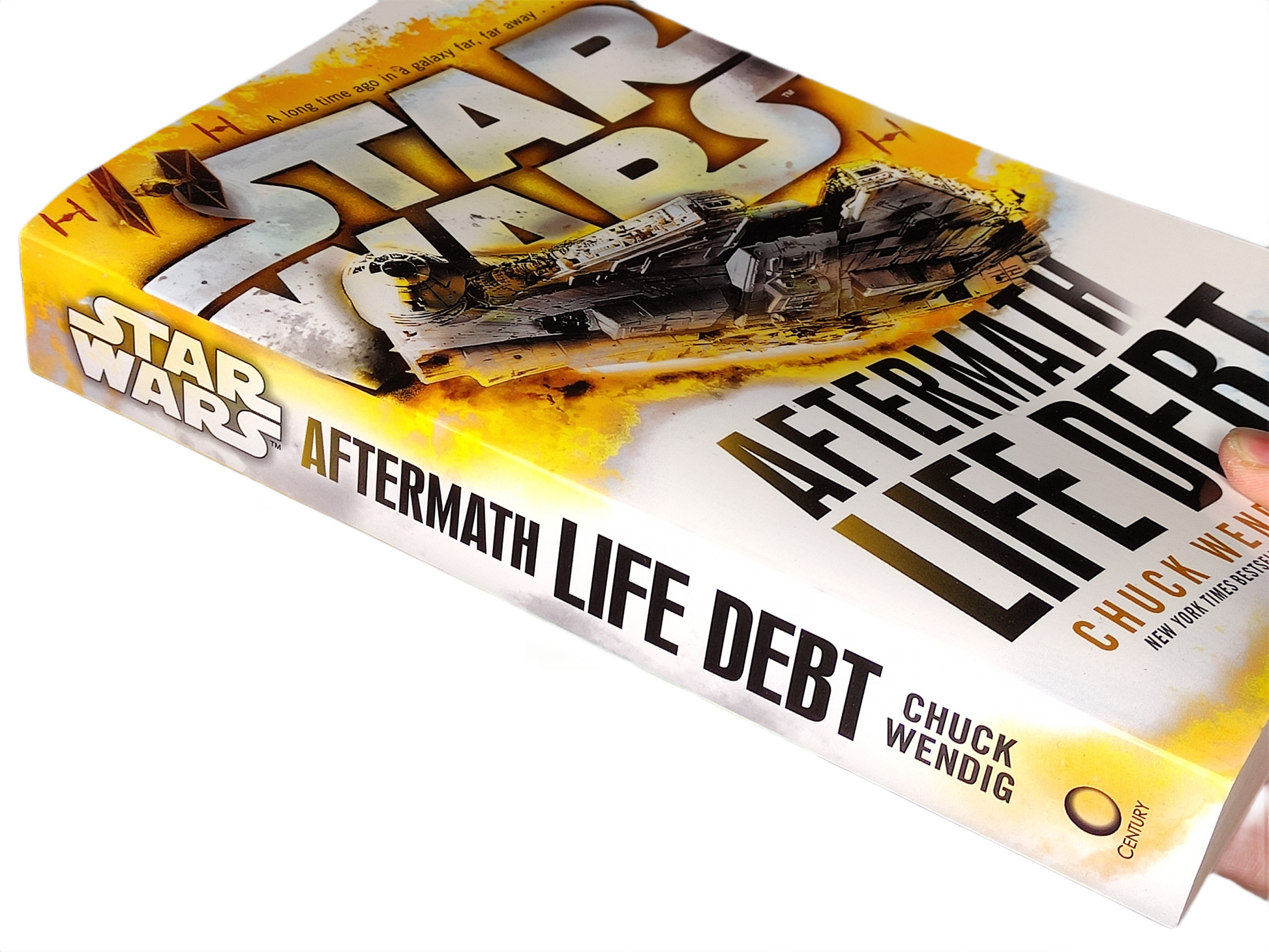Book titled 'Aftermath: Life Debt' by Chuck Wendig with a Star Wars logo on the cover.