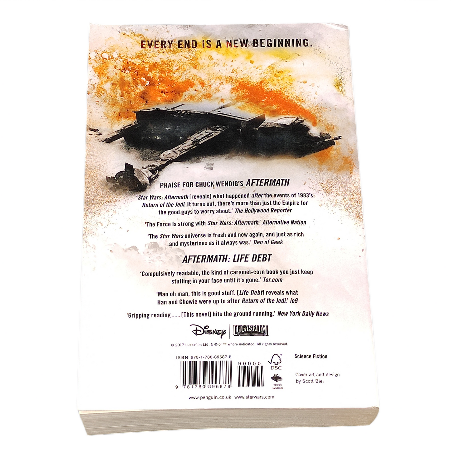 Book titled 'Aftermath: Empire's End' by Chuck Wendig with a stylized design on the cover.
