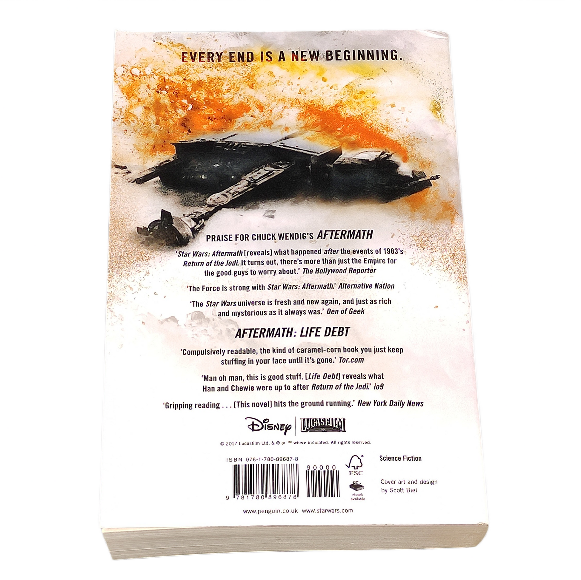 Book titled 'Aftermath: Empire's End' by Chuck Wendig with a stylized design on the cover.