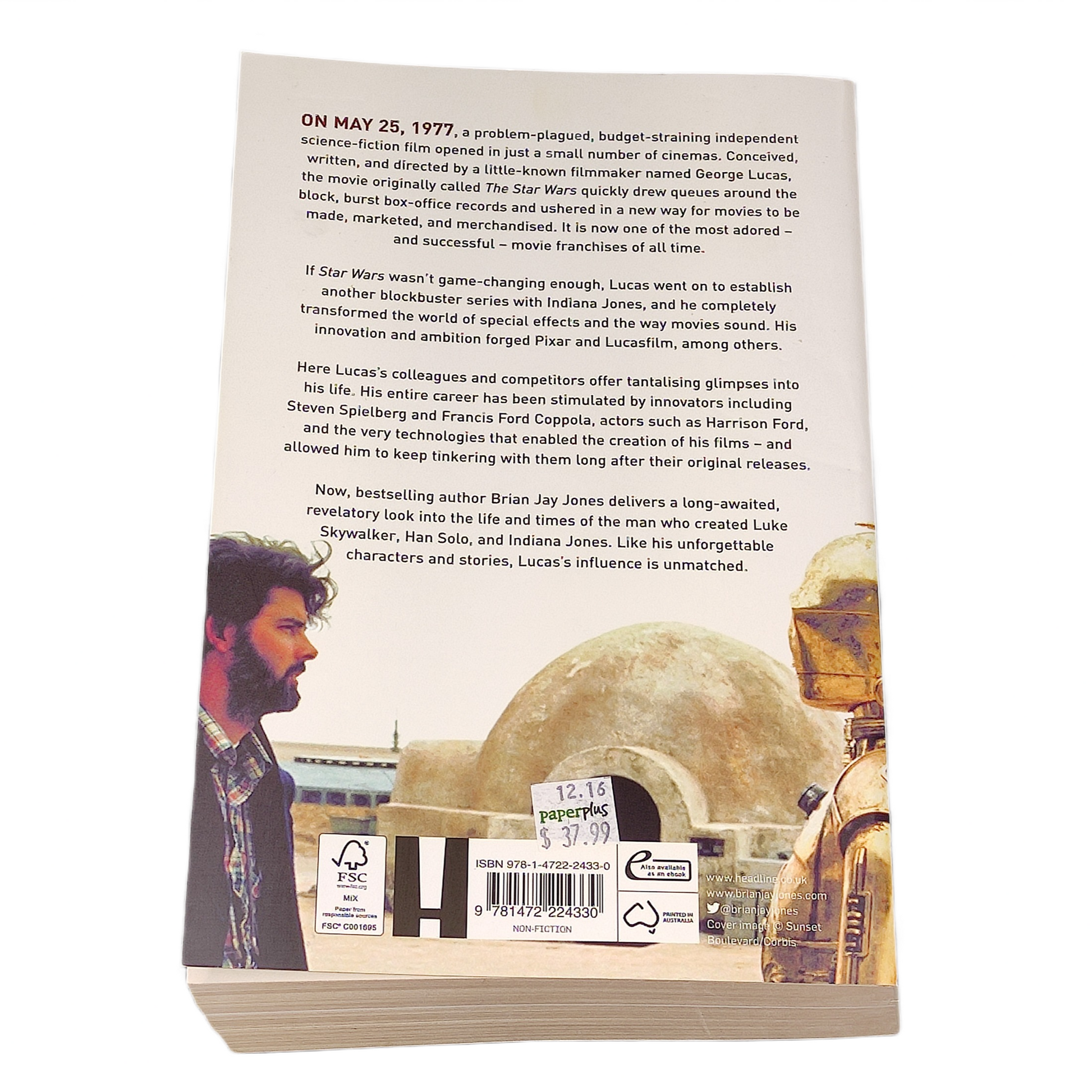 Book titled 'George Lucas: A Life' by Brian Jay Jones on a white background