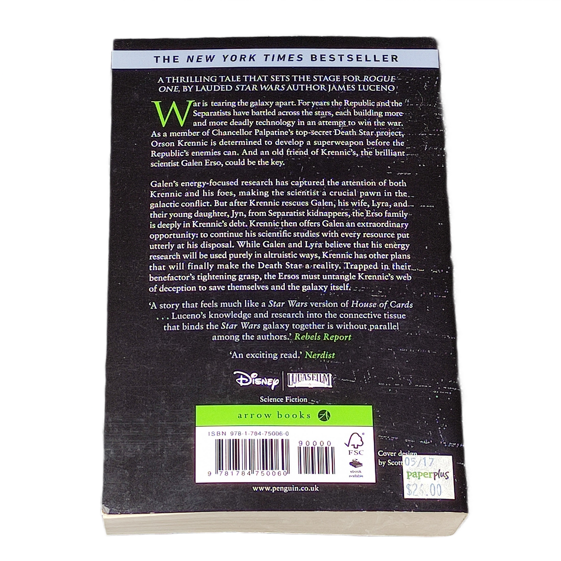 Book titled 'Star Wars: Catalyst' by James Luceno on a white background