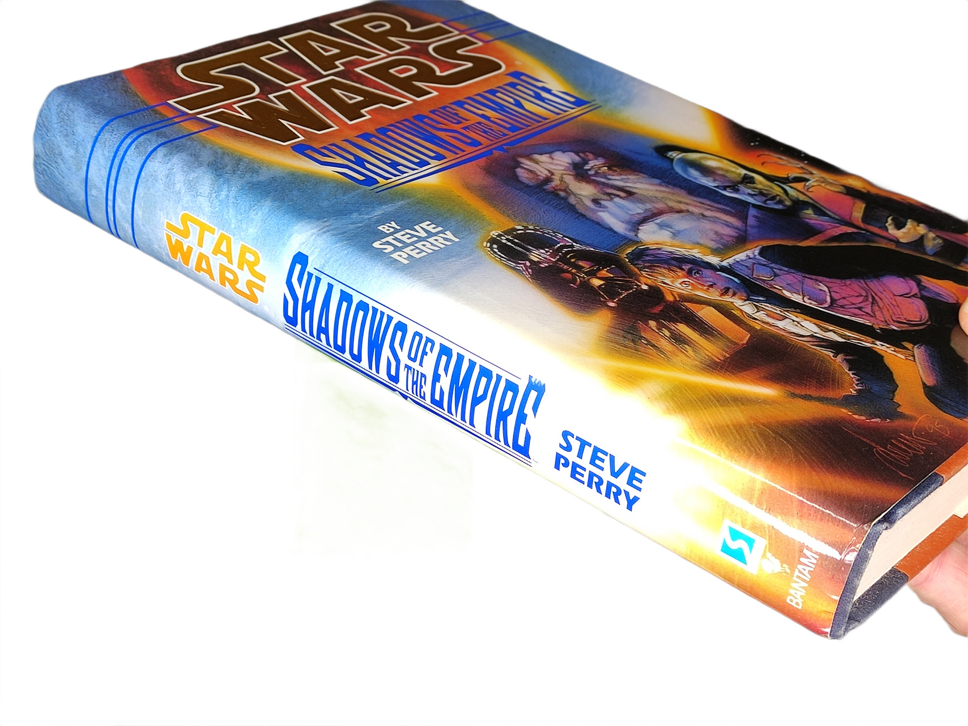 Book titled 'Shadows of the Empire' by Steve Perry from the Star Wars series on a white background