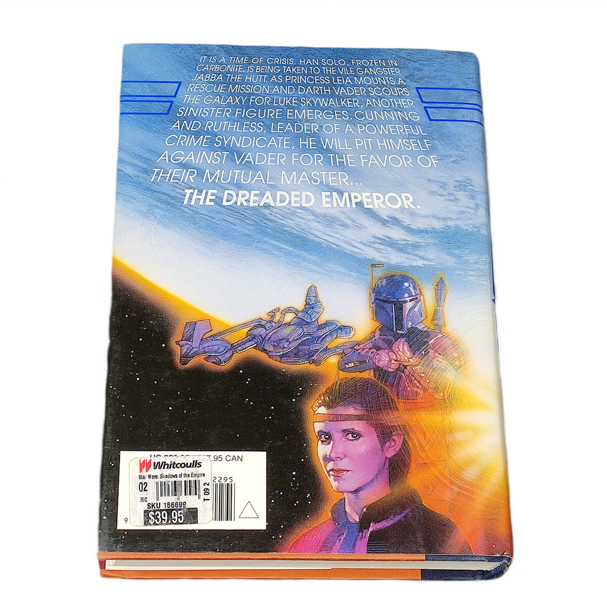 Book titled 'Star Wars: Shadows of the Empire' with characters on the cover