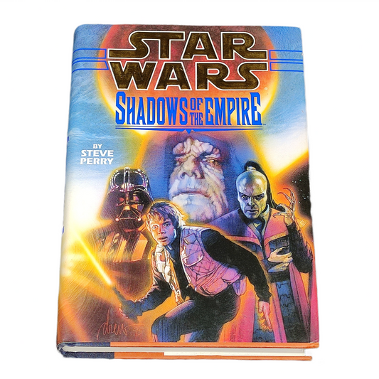 Book titled 'Star Wars: Shadows of the Empire' with characters on the cover