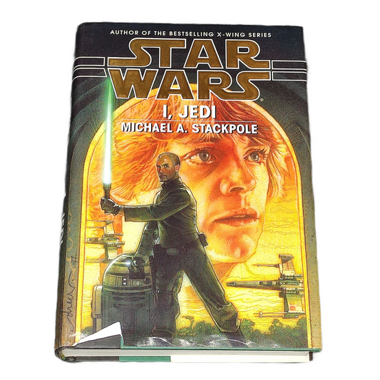 Book titled 'Star Wars: I, Jedi' by Michael A. Stackpole on a white background