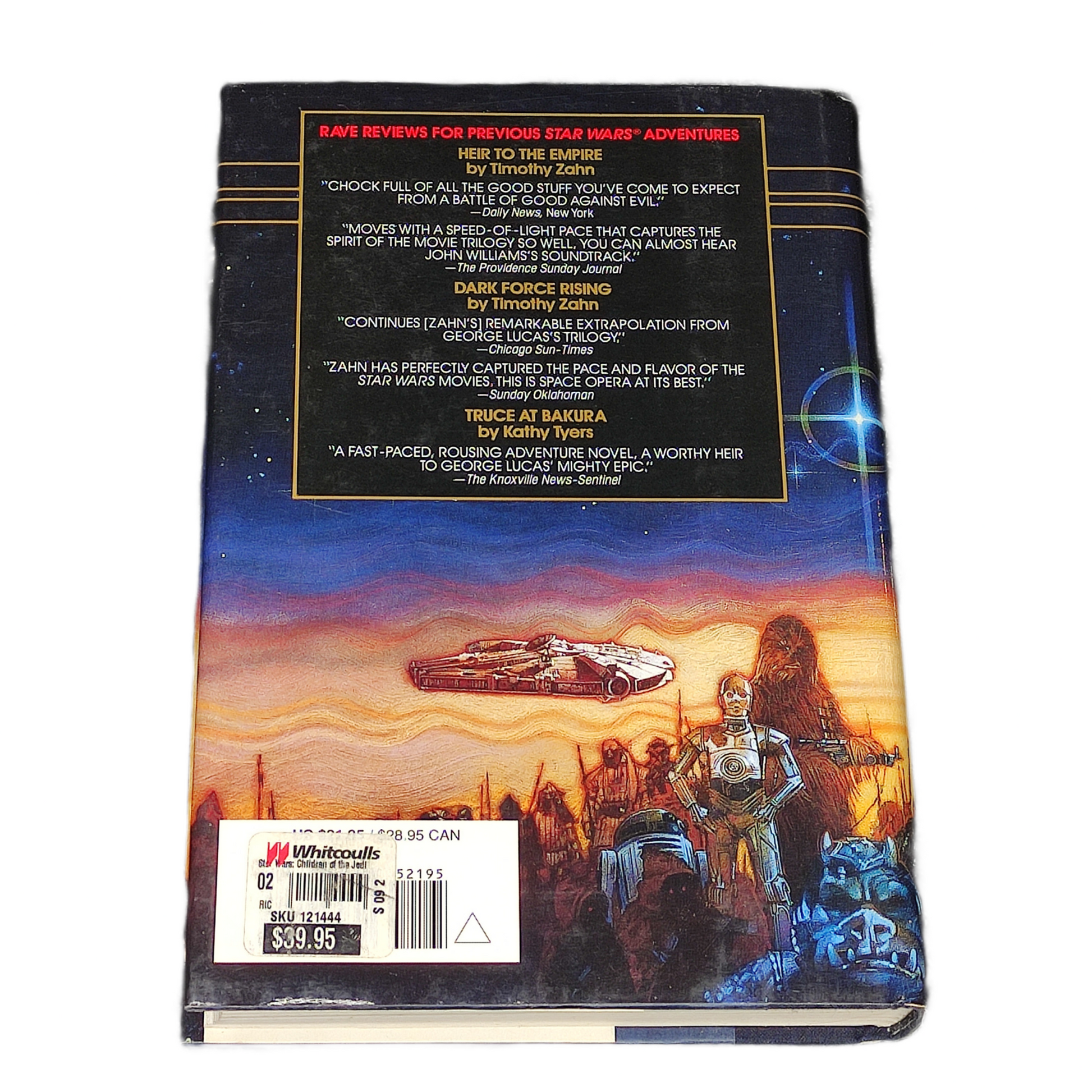 Book titled 'Star Wars: Children of the Jedi' by Barbara Hambly on a white background