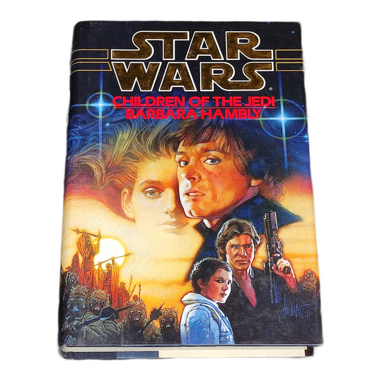 Book titled 'Star Wars: Children of the Jedi' by Barbara Hambly on a white background