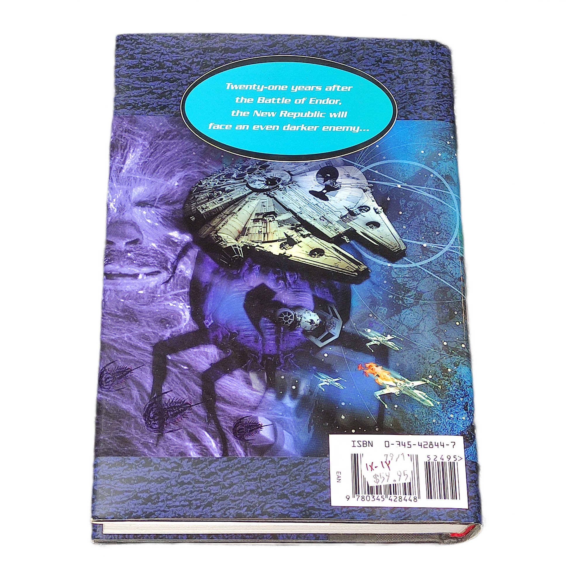 Book titled 'Vector Prime' by R.A. Salvatore from 'Star Wars: The New Jedi Order' series on a white background