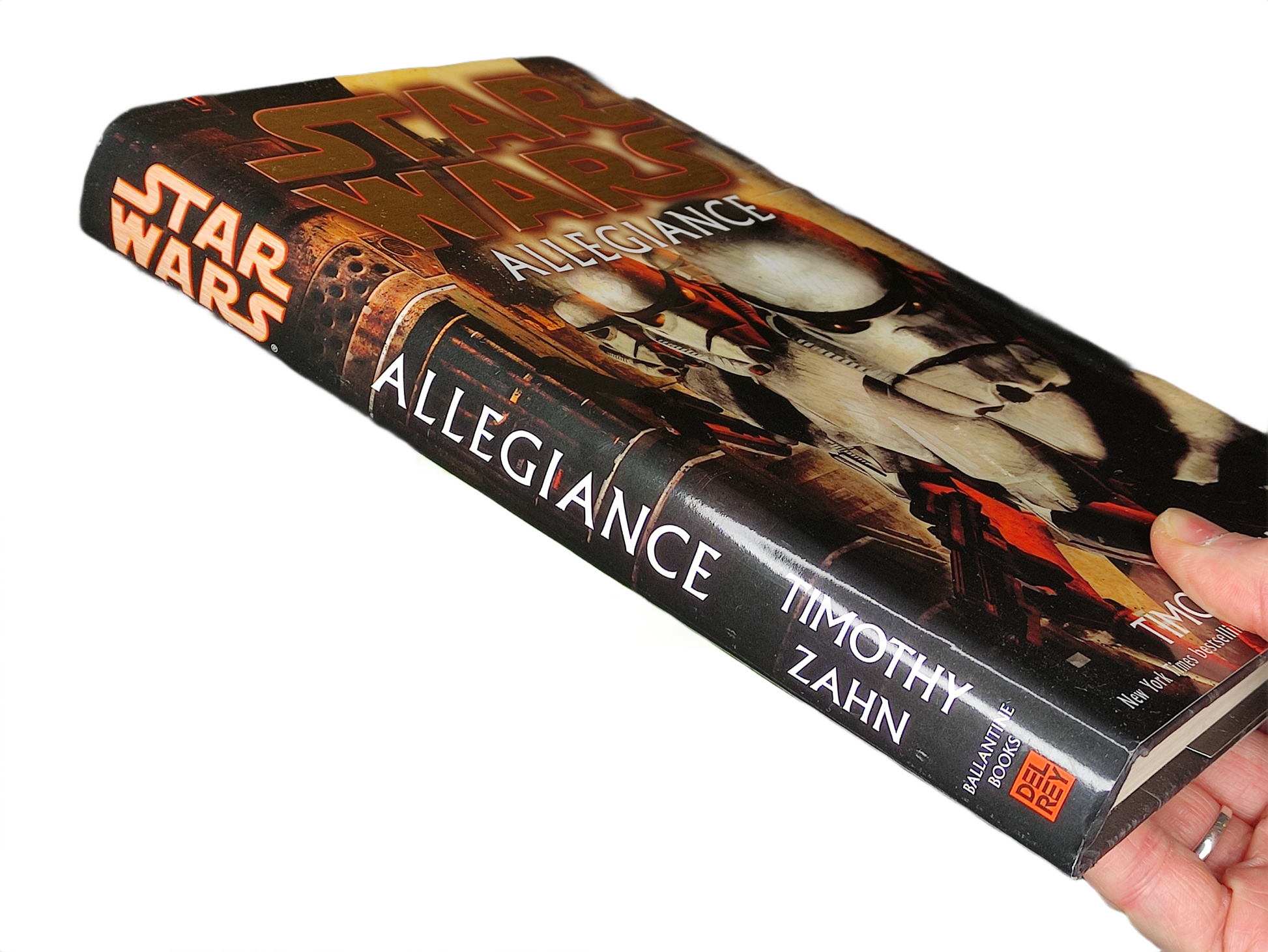 Book cover of 'Allegiance' by Timothy Zahn featuring stormtroopers.