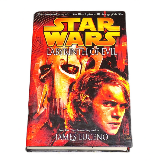 Book titled 'Labyrinth of Evil' by James Luceno with a Star Wars cover design.