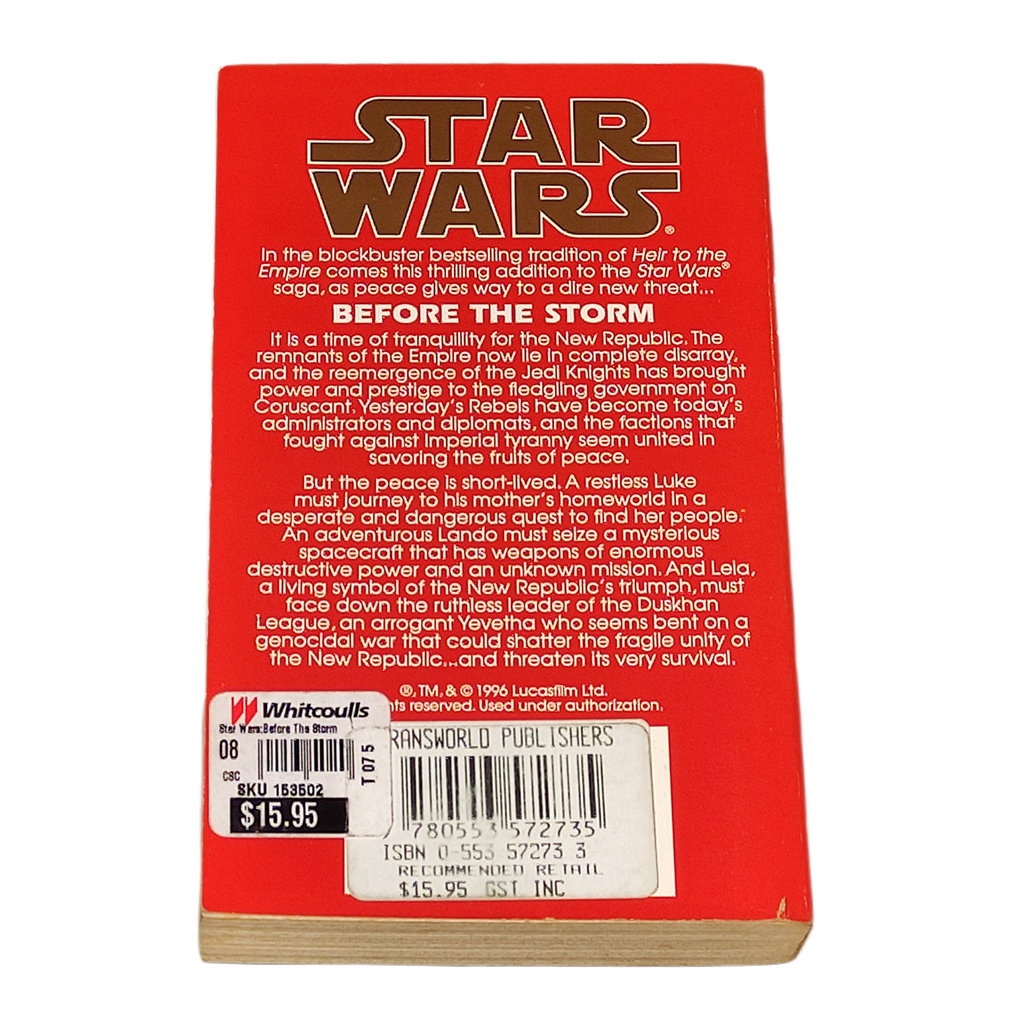 Book cover of 'Star Wars: Before the Storm' by Michael P. Kube-Medellón on a white background