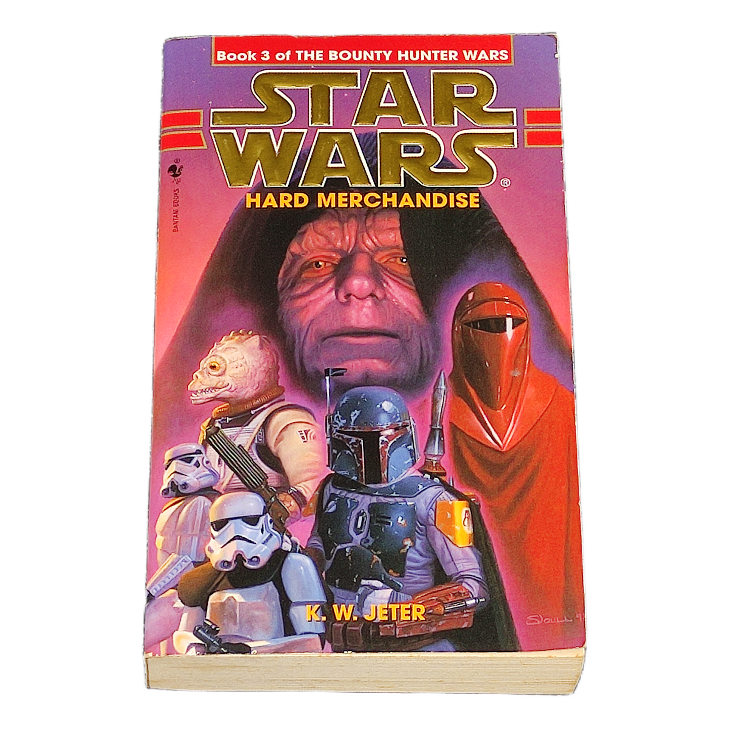 Book cover of 'Star Wars: Hard Merchandise' with characters from the franchise on a purple background