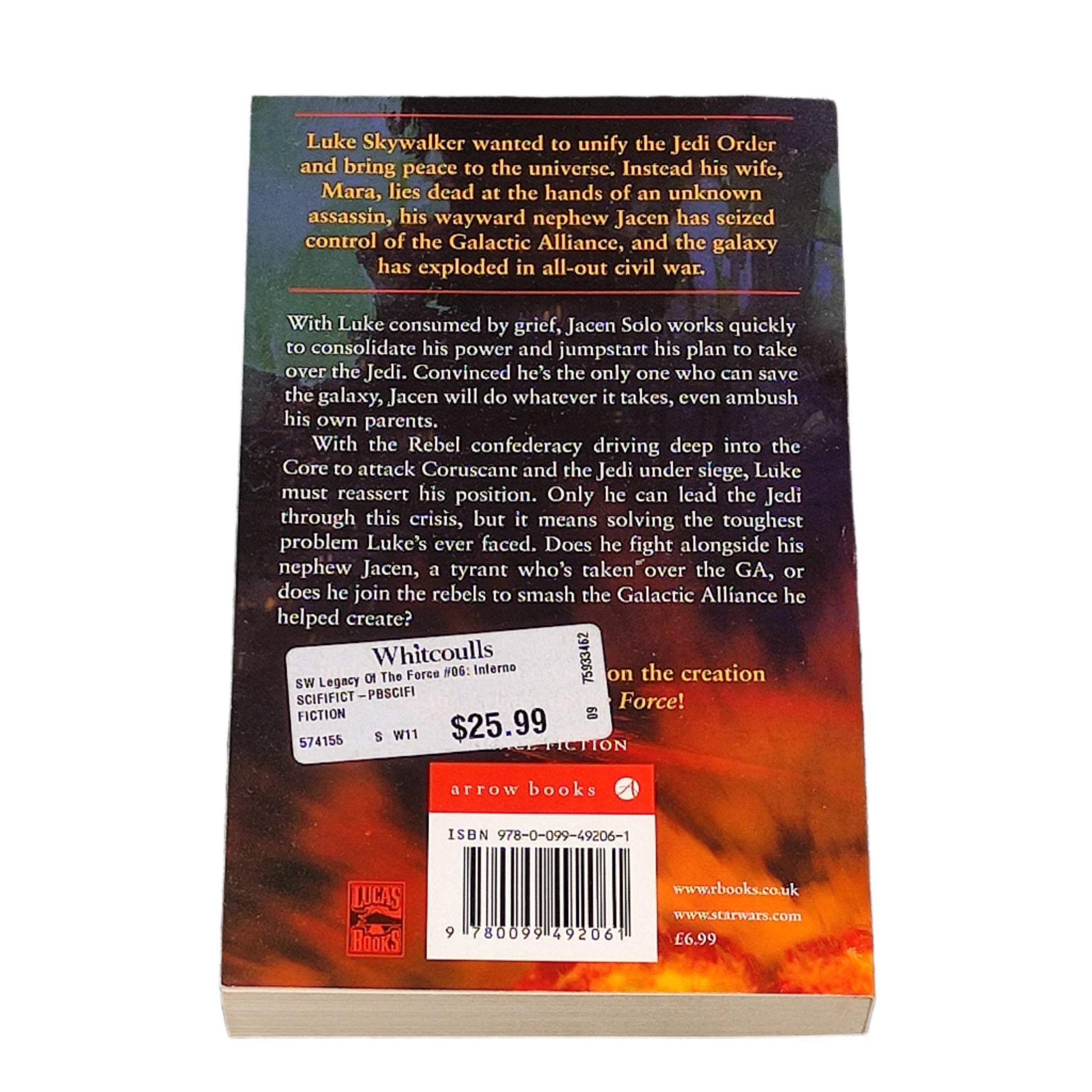 Book titled 'Inferno' from the Star Wars series on a white background
