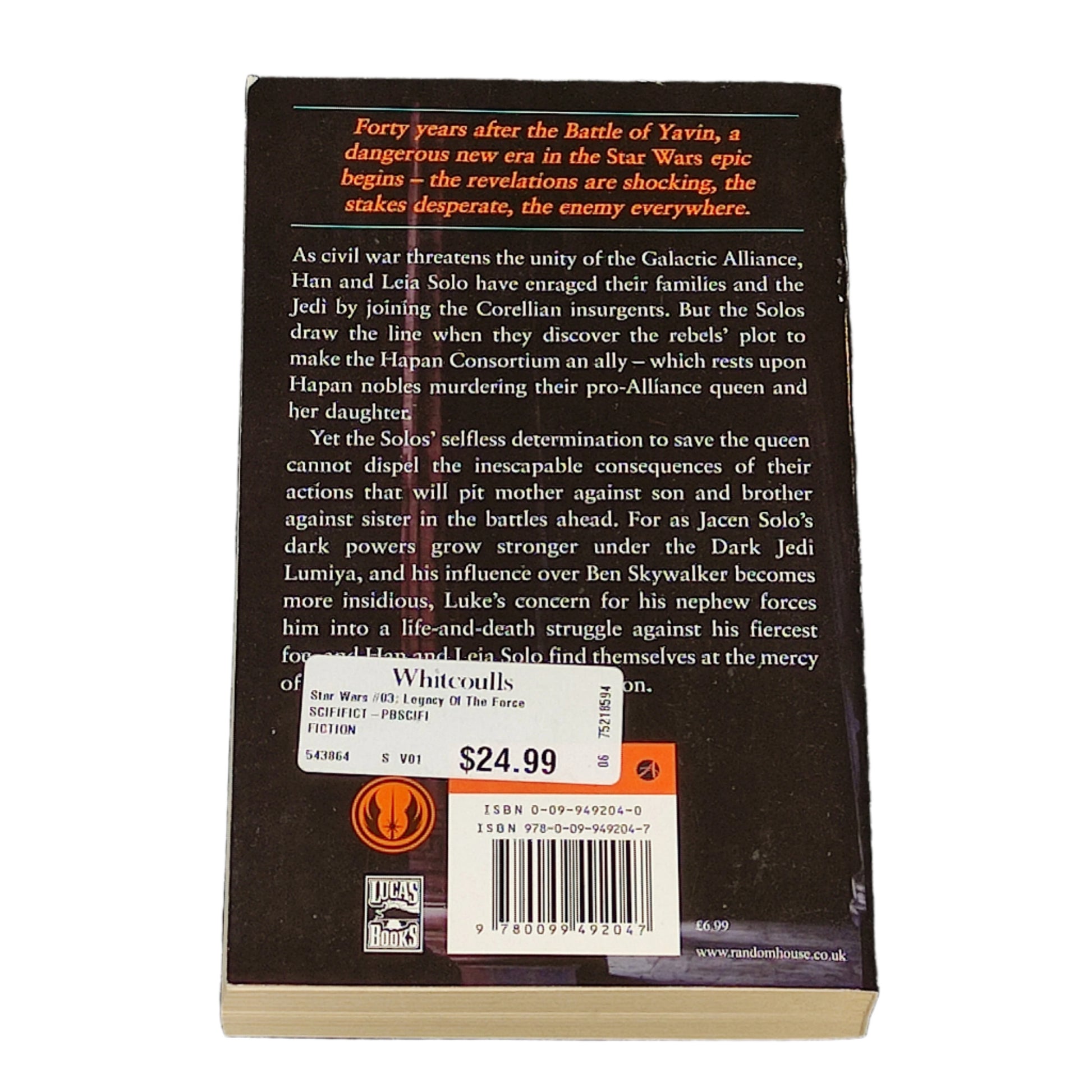 Book cover of 'Tempest' from 'Star Wars: Legacy of the Force' series on a white background
