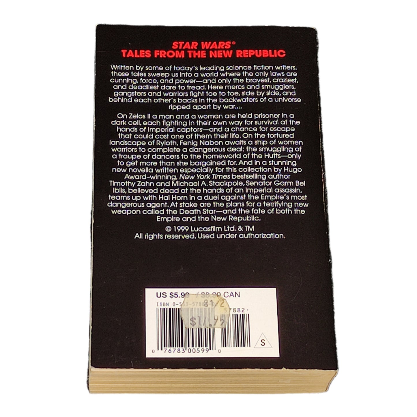 Book titled 'Star Wars: Tales from the New Republic' on a white background