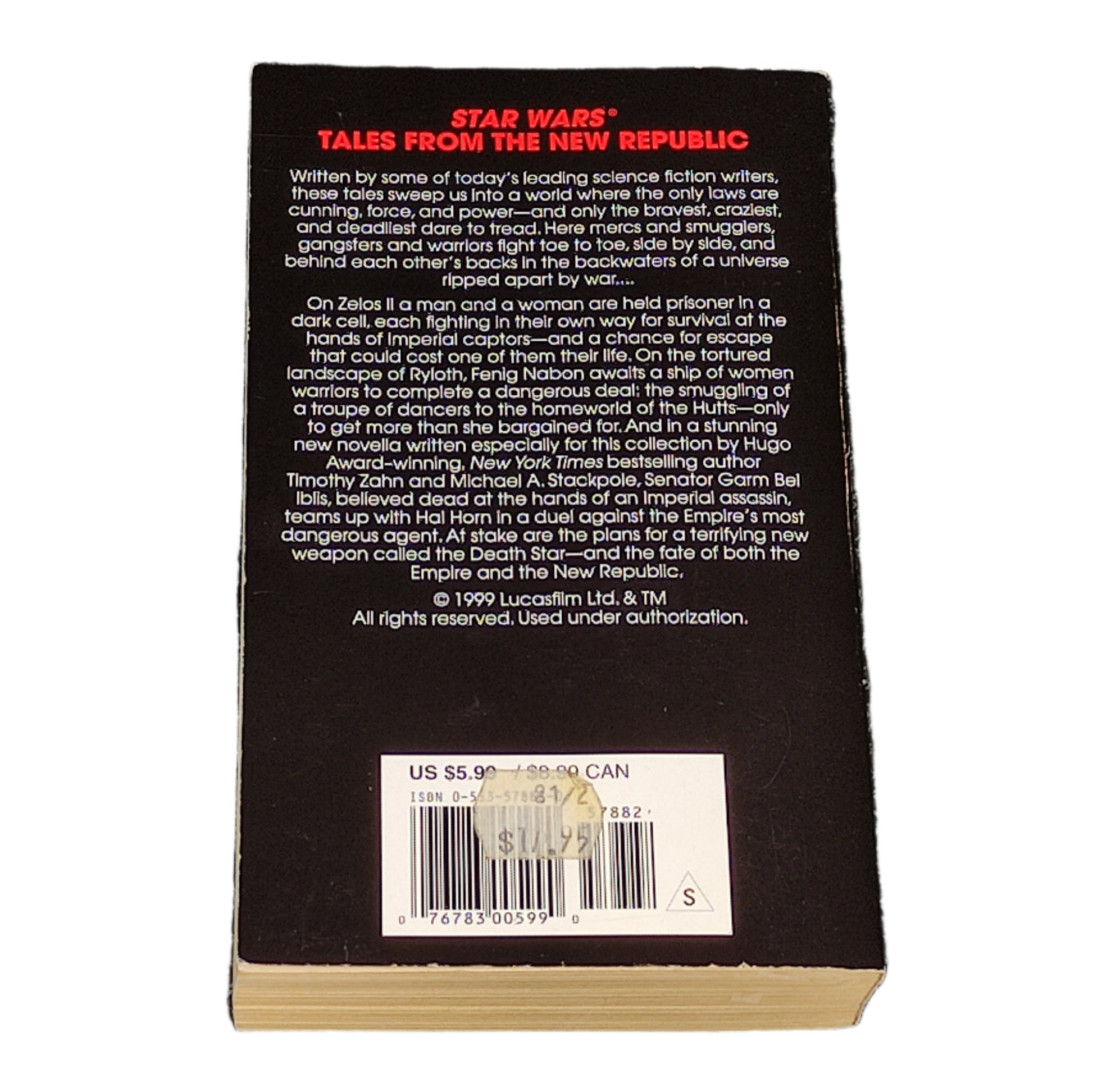 Book titled 'Star Wars: Tales from the New Republic' on a white background