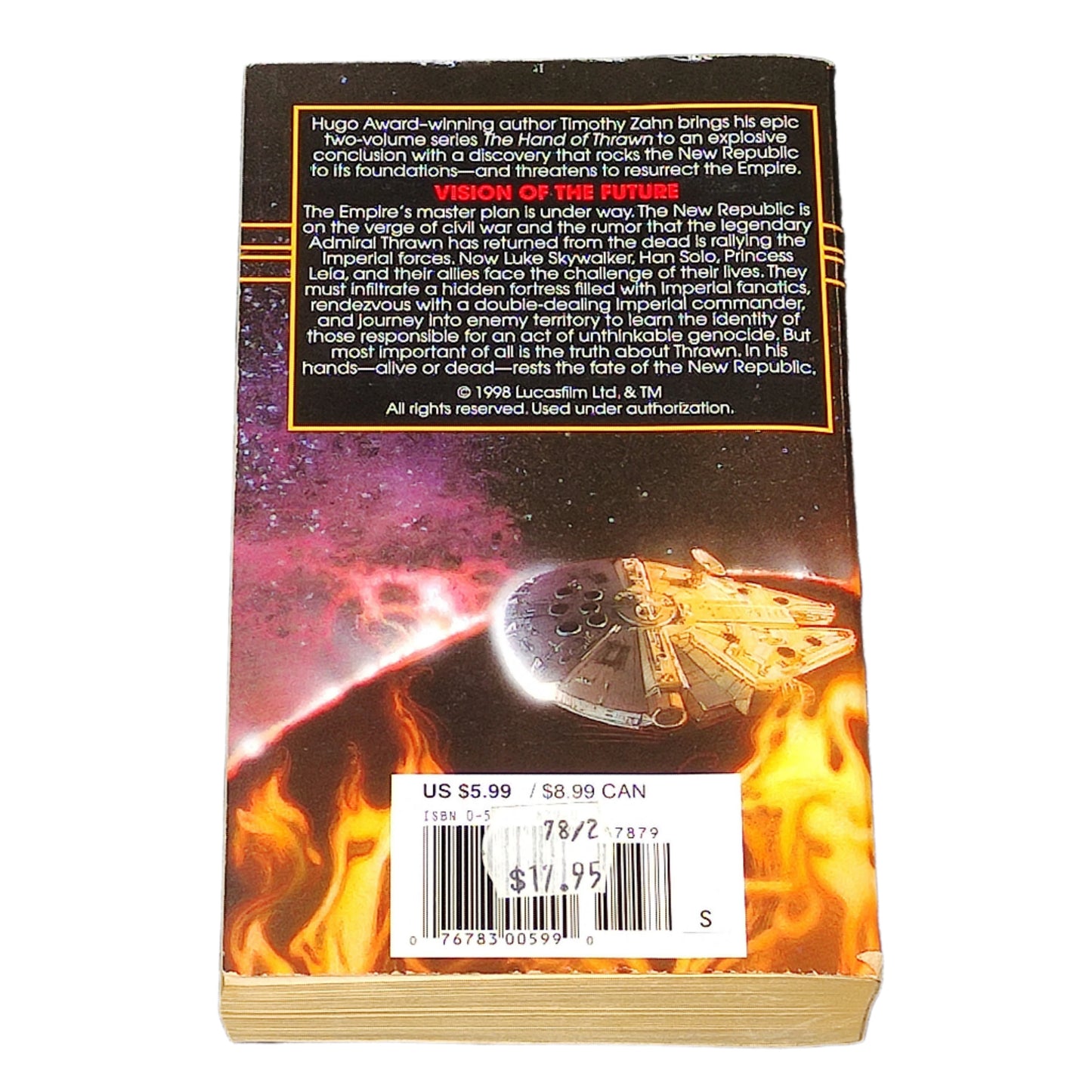 Book titled 'Star Wars: Vision of the Future' by Timothy Zahn on a white background