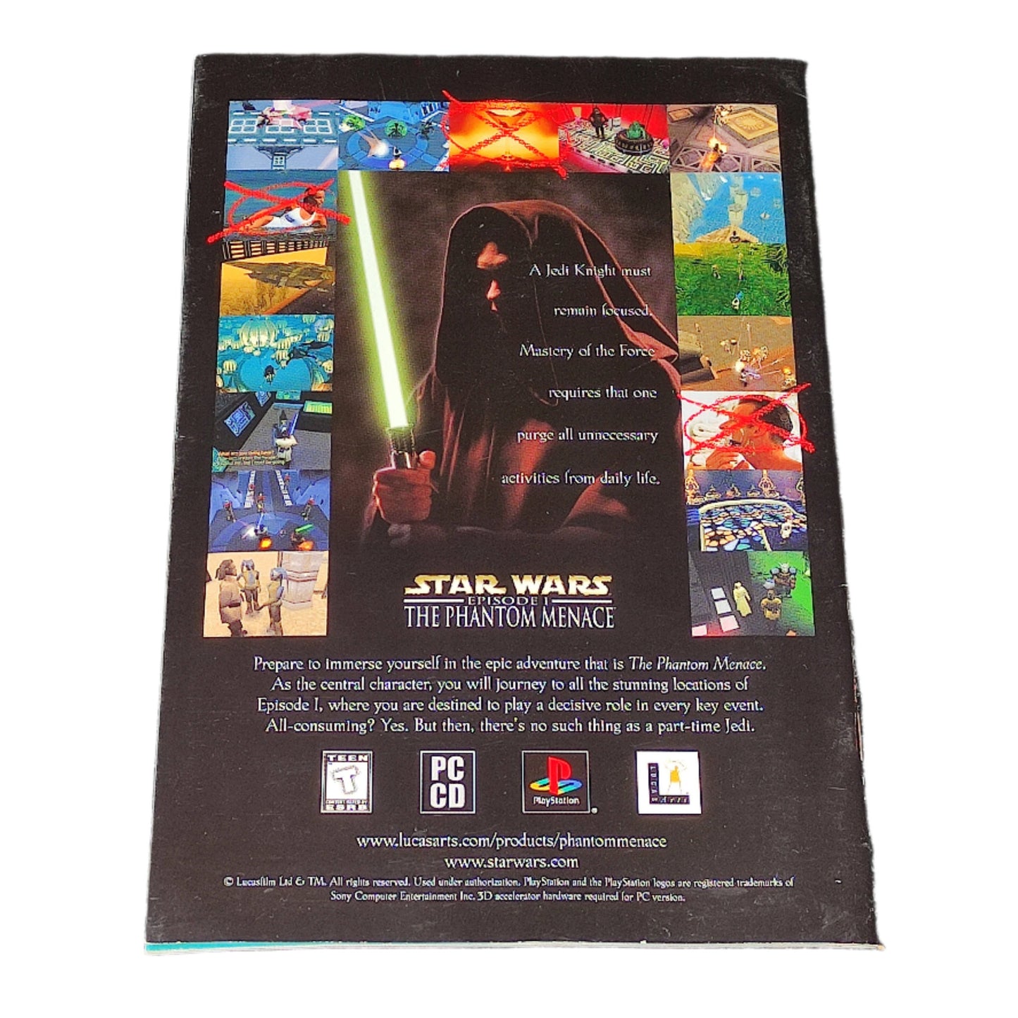 Star Wars 'The Phantom Menace' PC game box on a textured surface