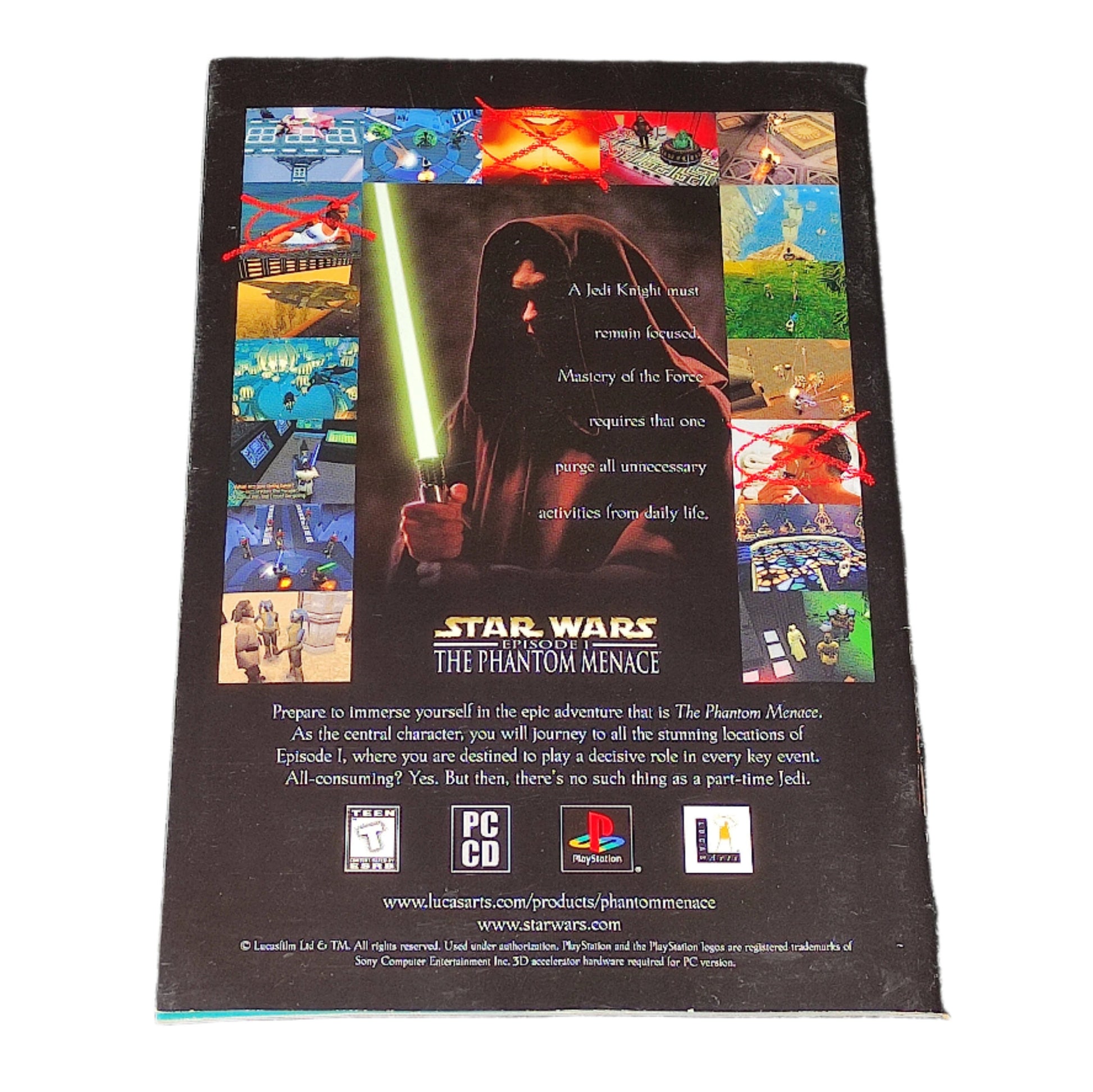 Star Wars 'The Phantom Menace' PC game box on a textured surface