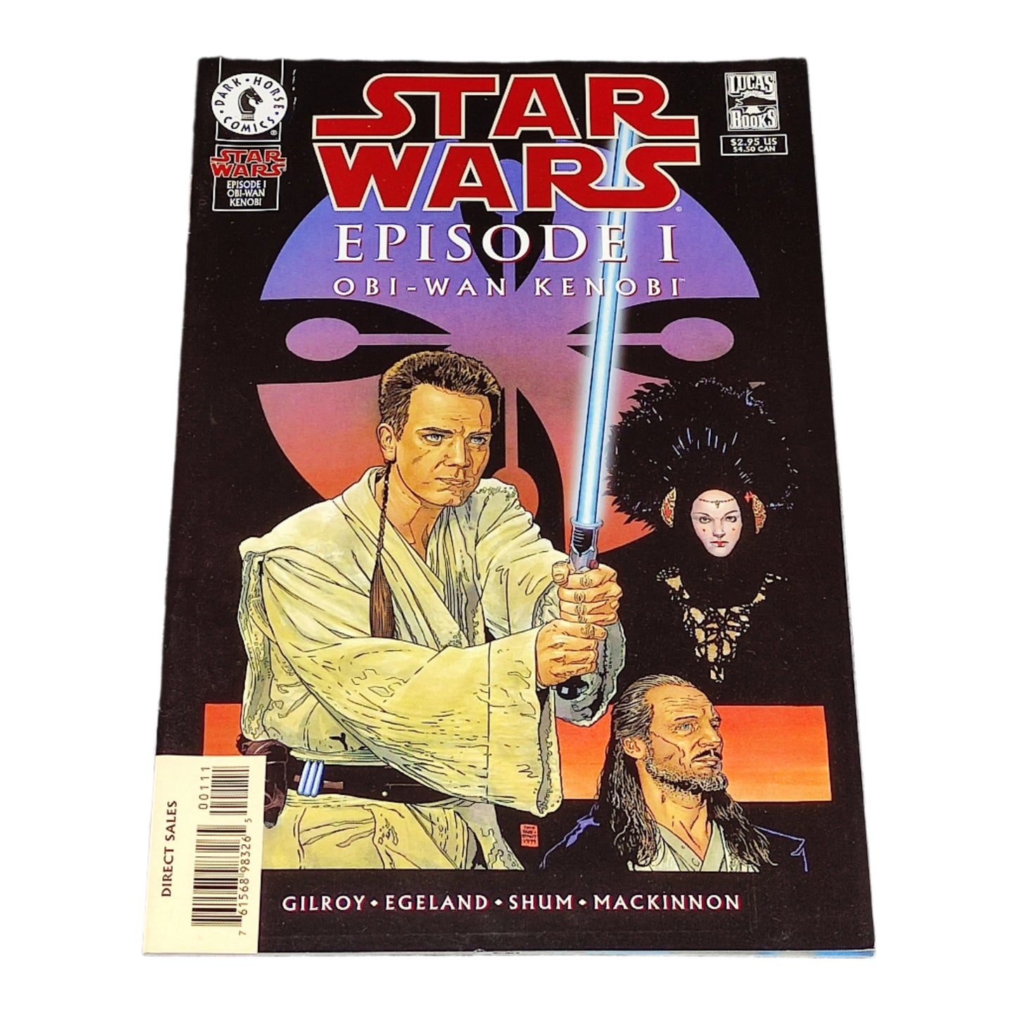Comic book cover of 'Star Wars Episode I: Qui Gon Jinn' on a dark textured background