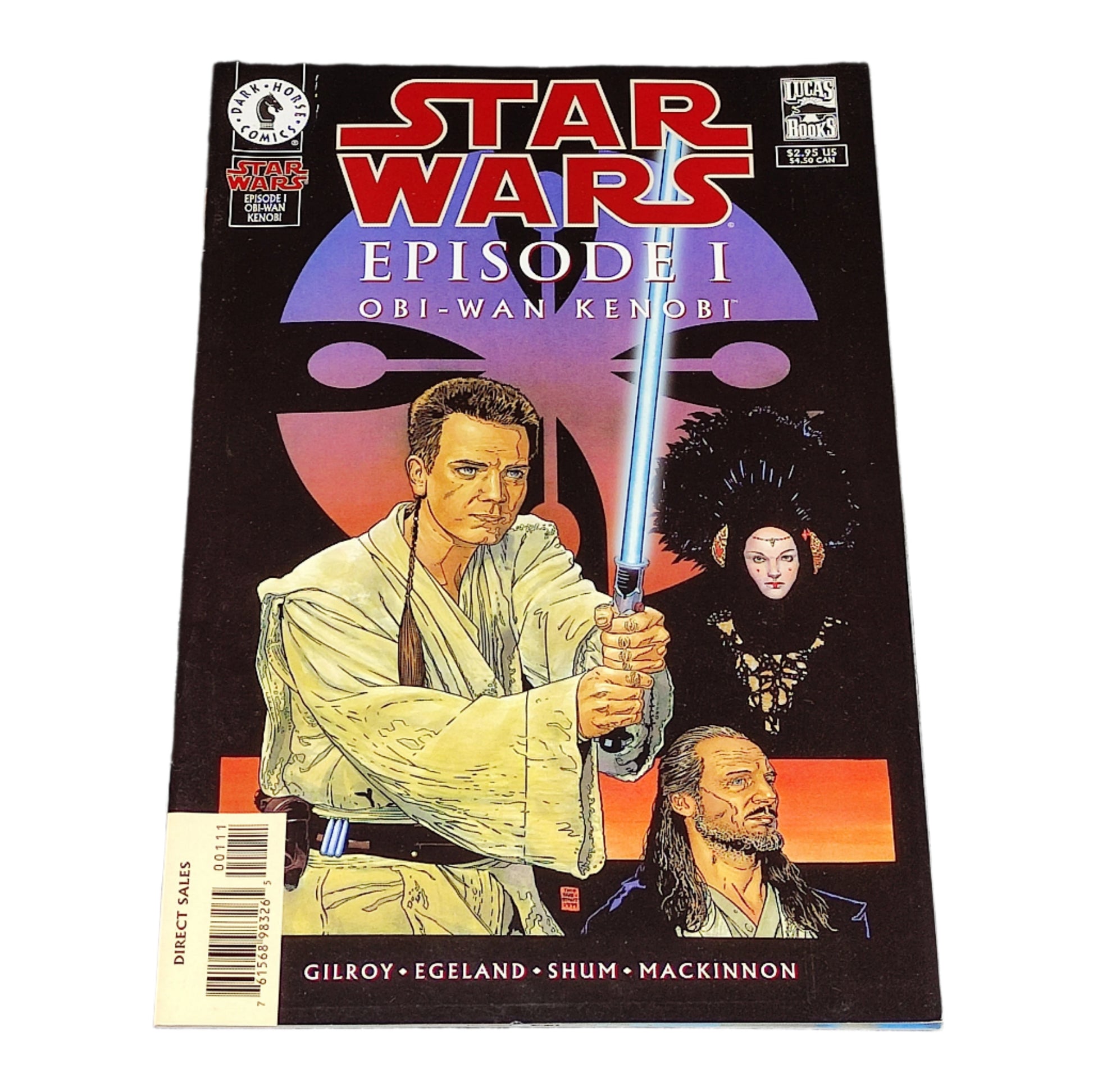 Comic book cover of 'Star Wars Episode I: Qui Gon Jinn' on a dark textured background
