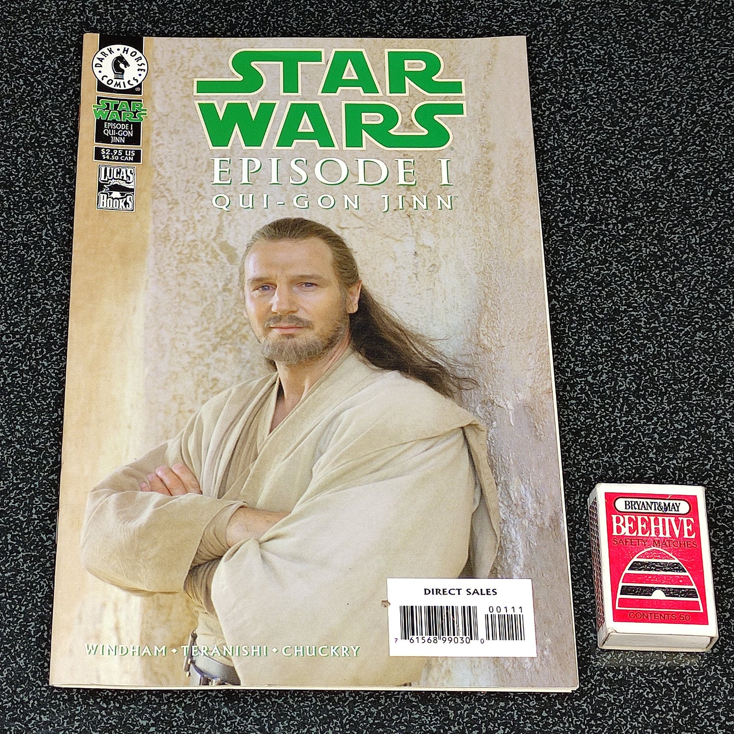 Comic book cover featuring a character from 'Star Wars' on a dark textured background