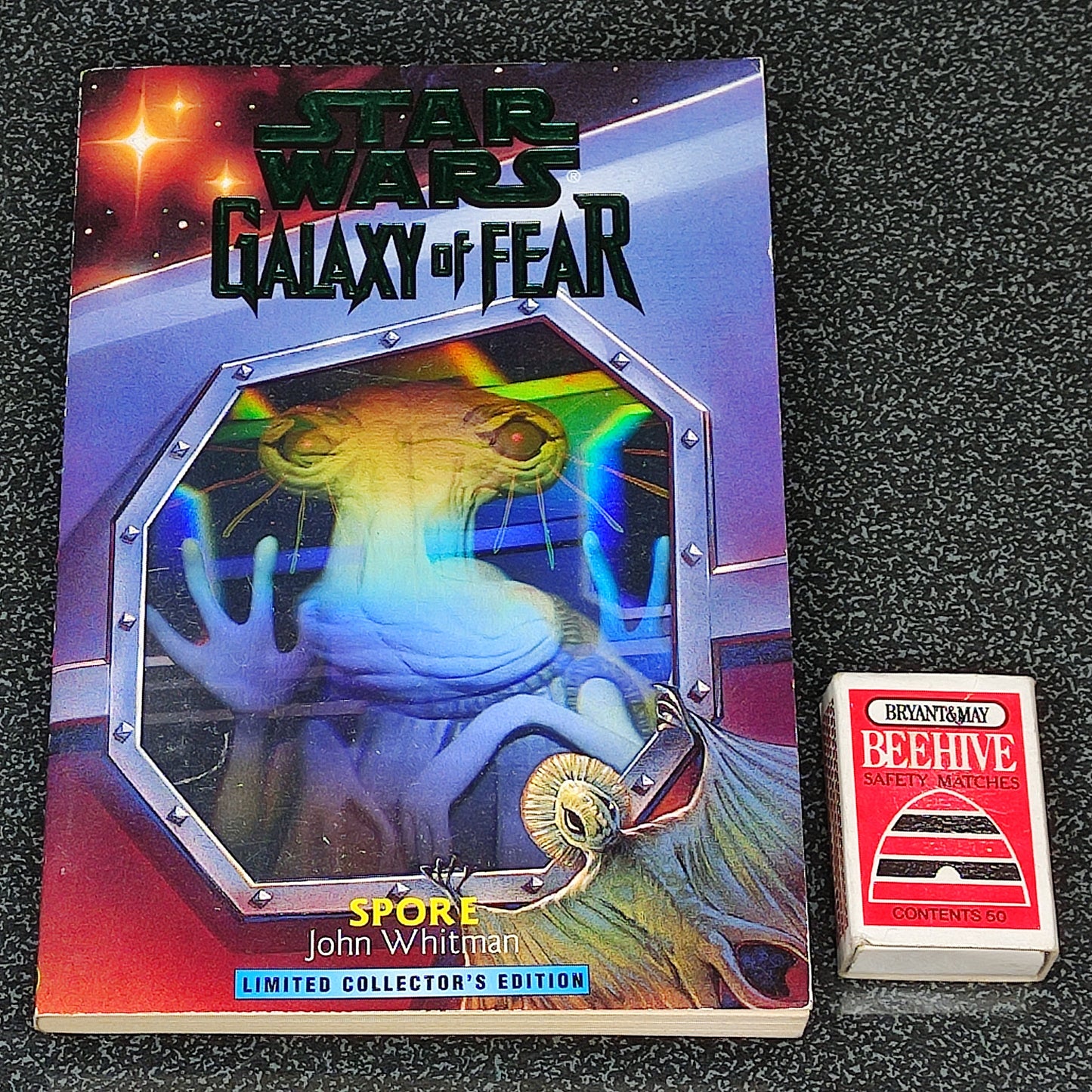 Star Wars 'Galaxy of Fear' book with a limited collector's edition label on a dark textured surface.