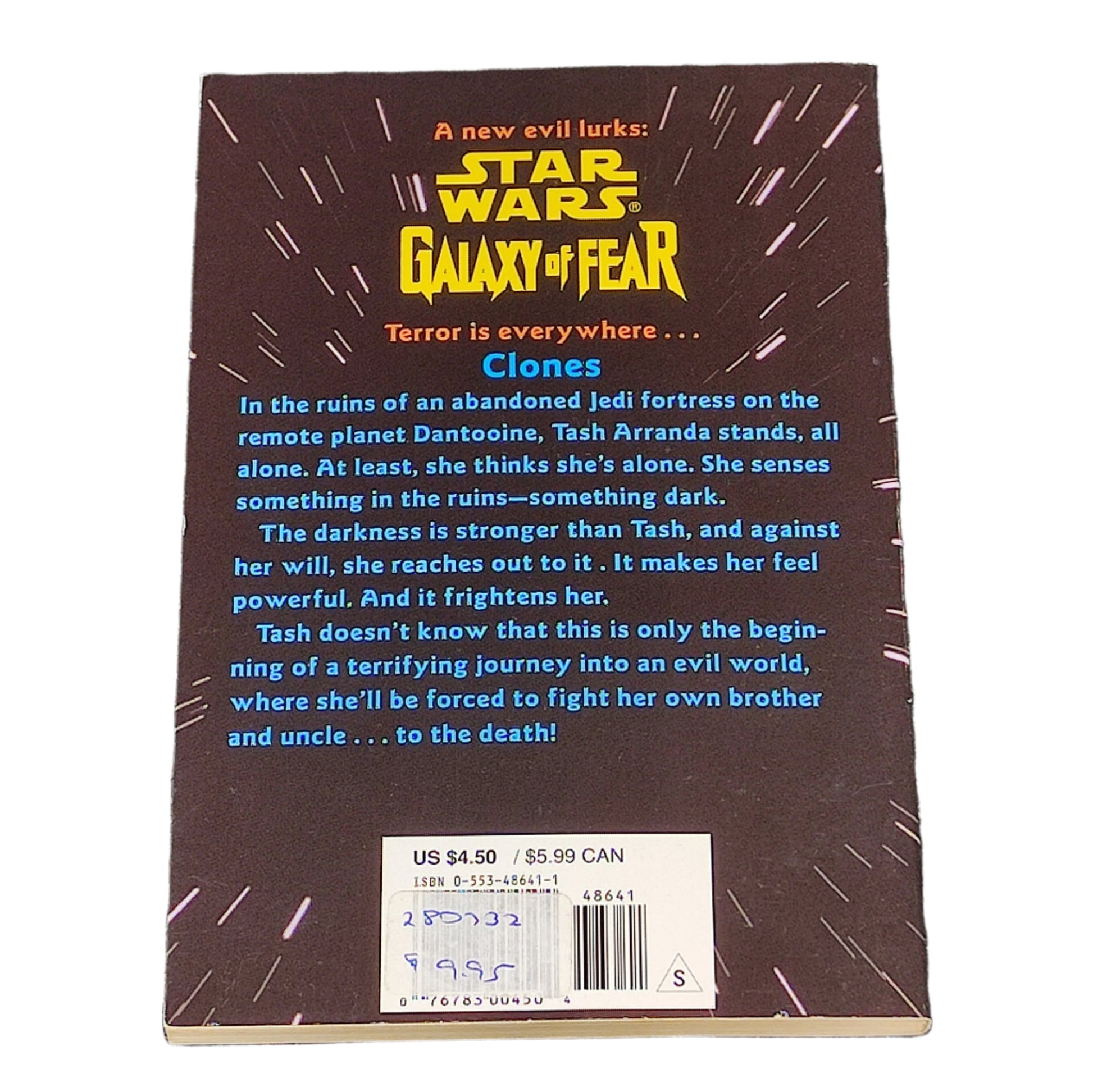 Book cover of 'Star Wars: Galaxy of Fear' on a textured gray background
