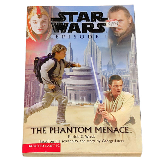 Book cover of 'The Phantom Menace' from 'Star Wars' on a textured black background