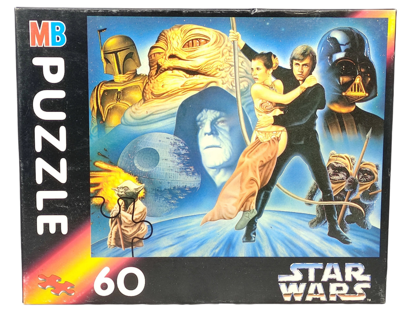 Star Wars puzzle box with characters and 'MB Puzzle' branding on a white background
