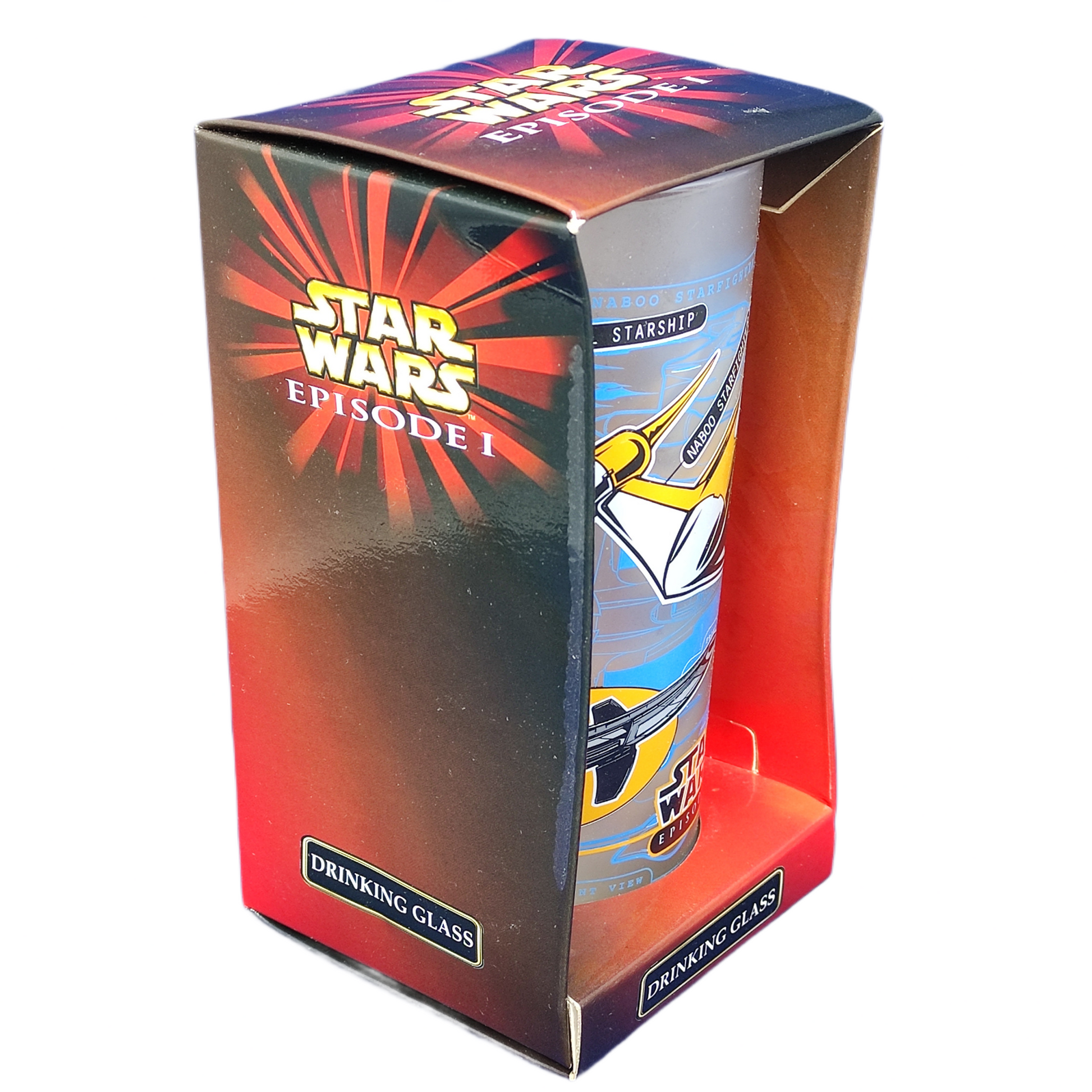 Star Wars Episode I drinking glass in packaging on a white background