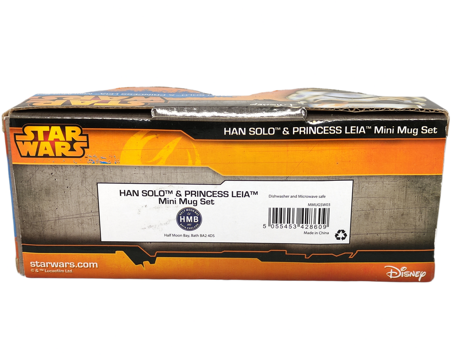 Star Wars Han Solo and Princess Leia mini mug set packaging on a white background