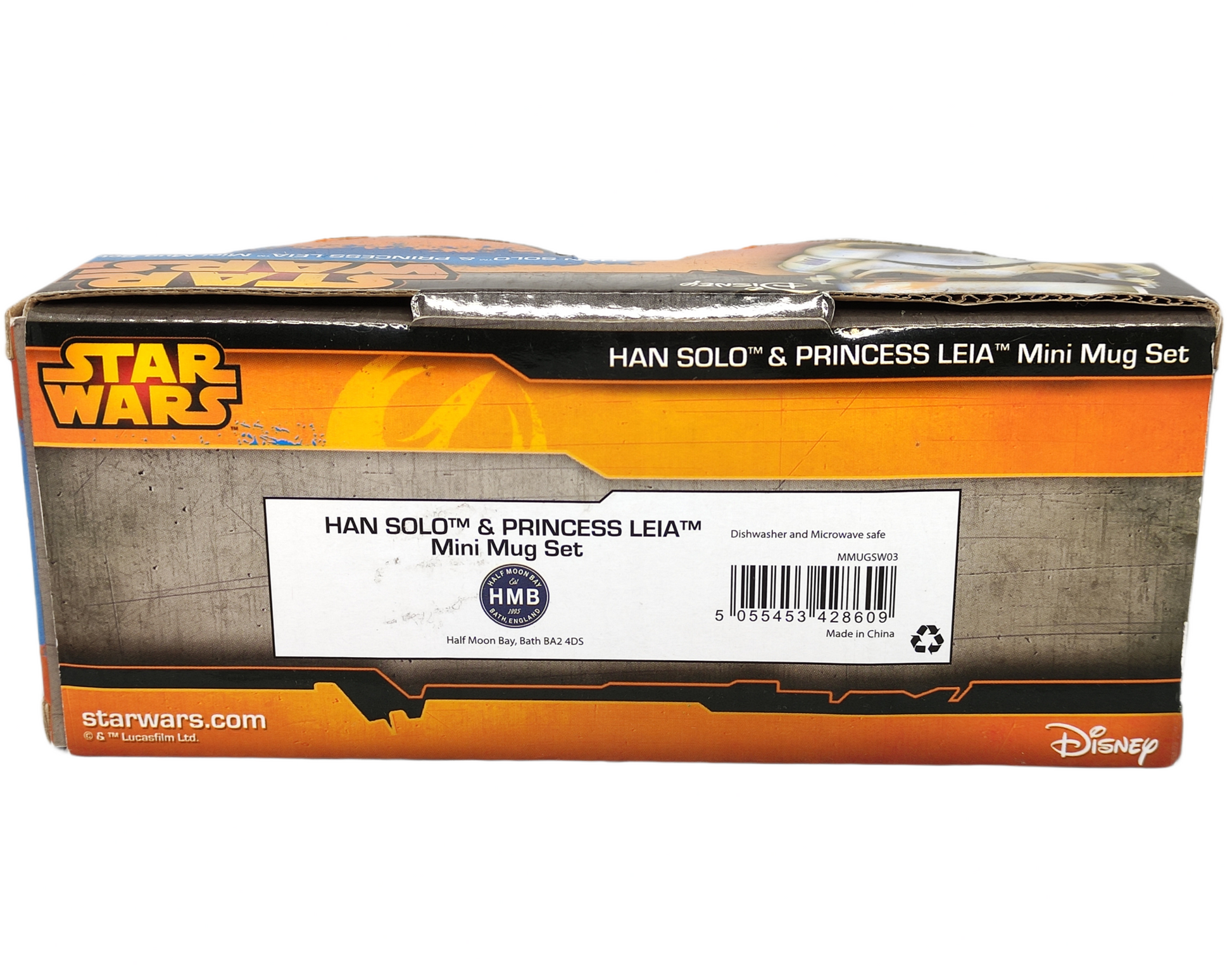 Star Wars Han Solo and Princess Leia mini mug set packaging on a white background