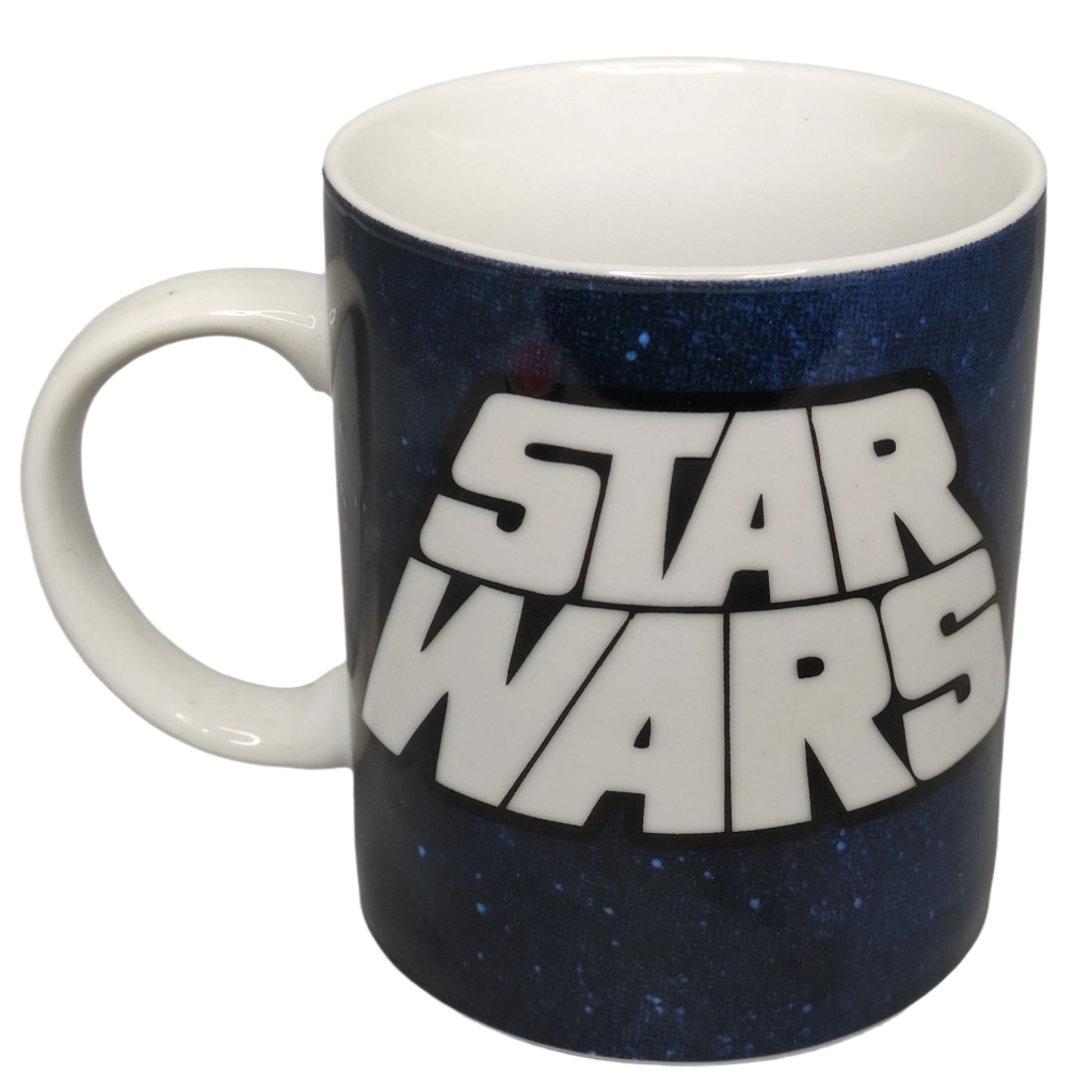 Star Wars mug with blue gradient and white text on a gray background