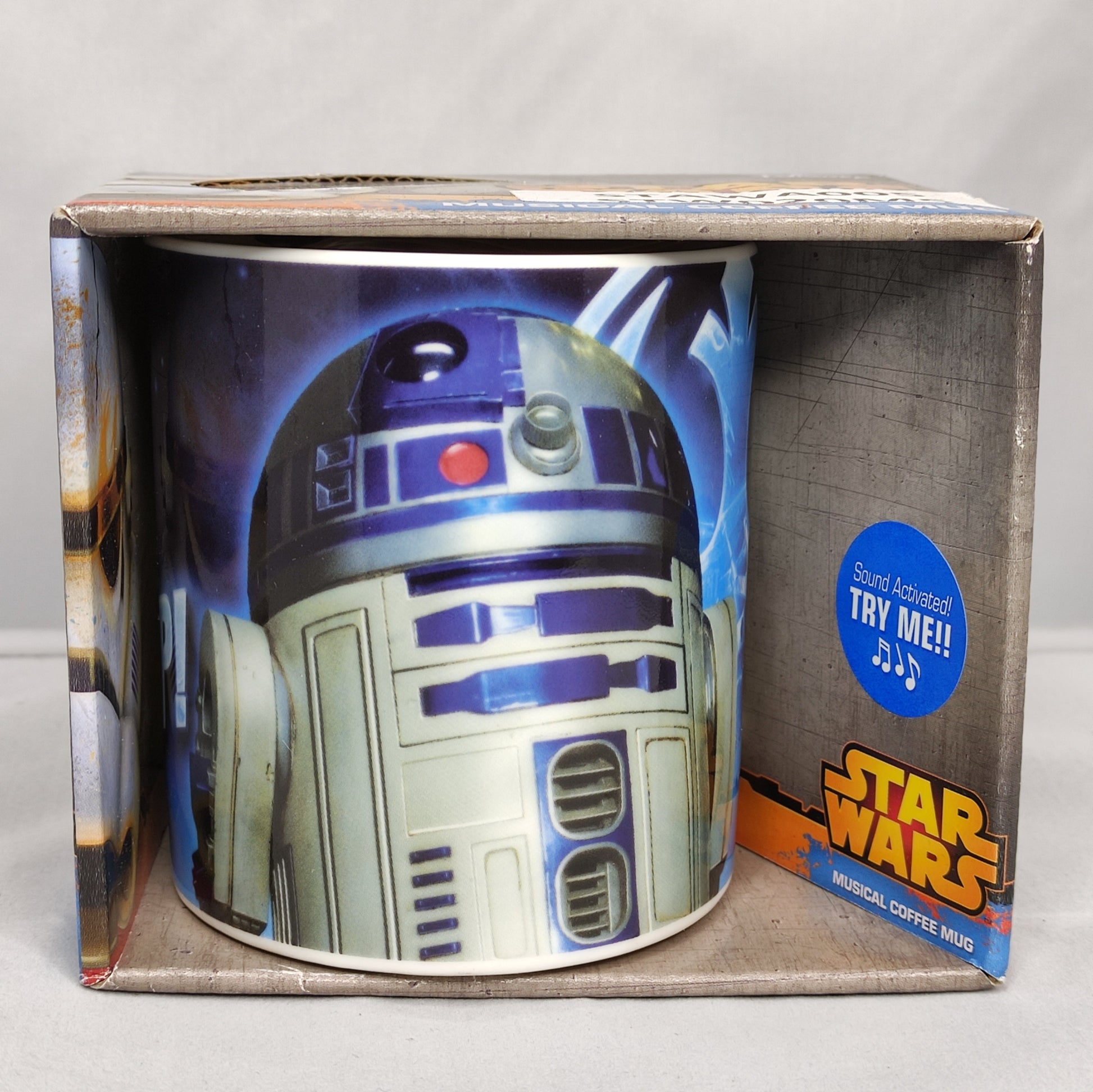 Star Wars R2-D2 musical mug in packaging on a white background