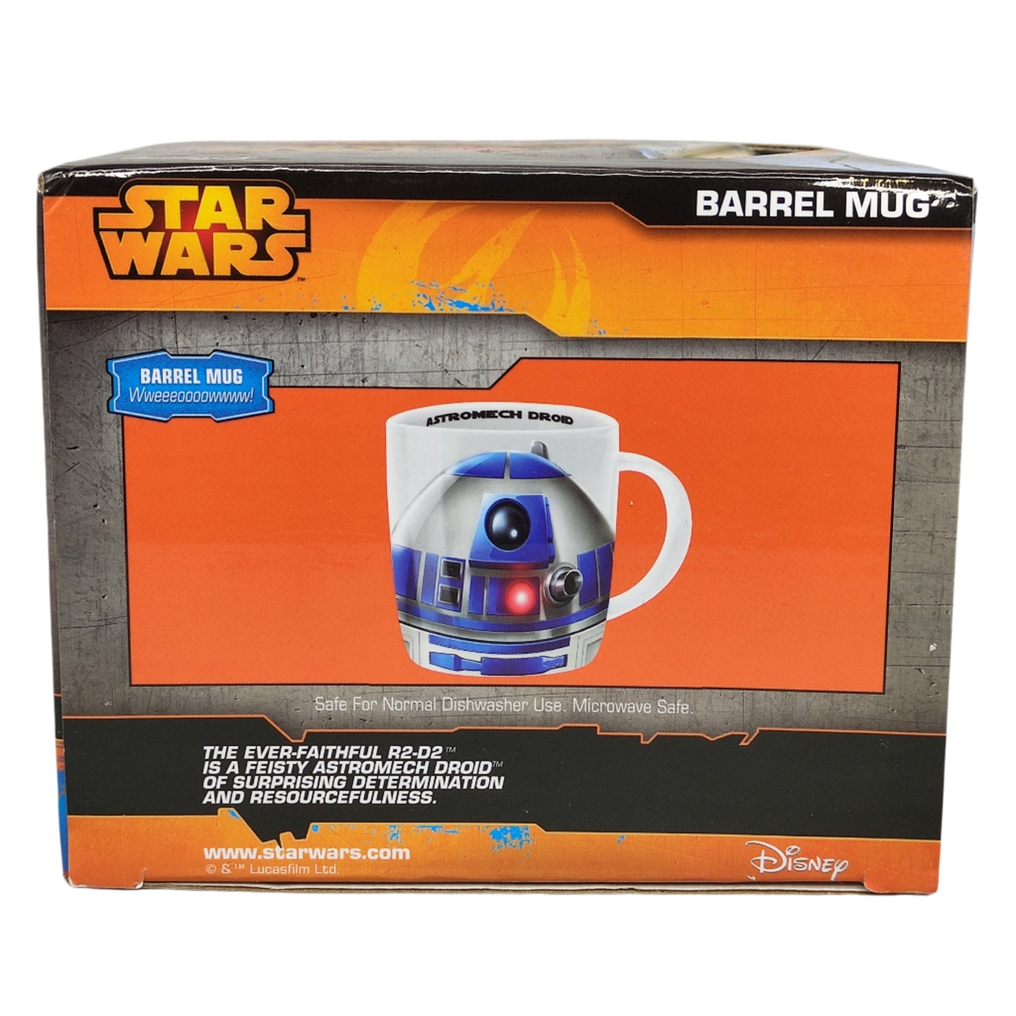 Star Wars Barrel Mug packaging with orange and black design
