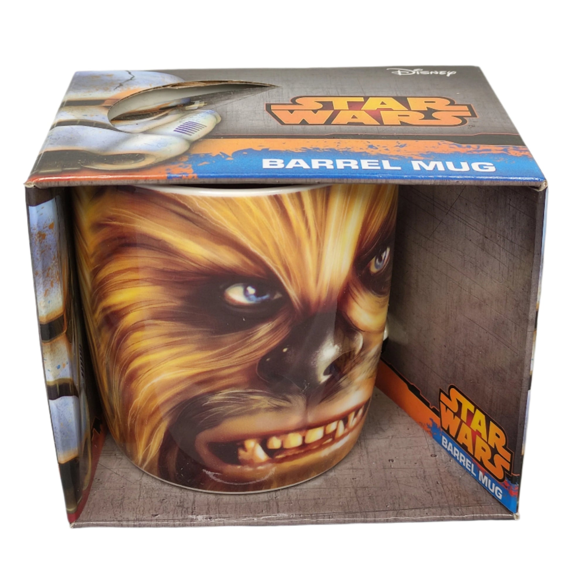 Star Wars Chewbacca Barrel Mug in packaging on a white background