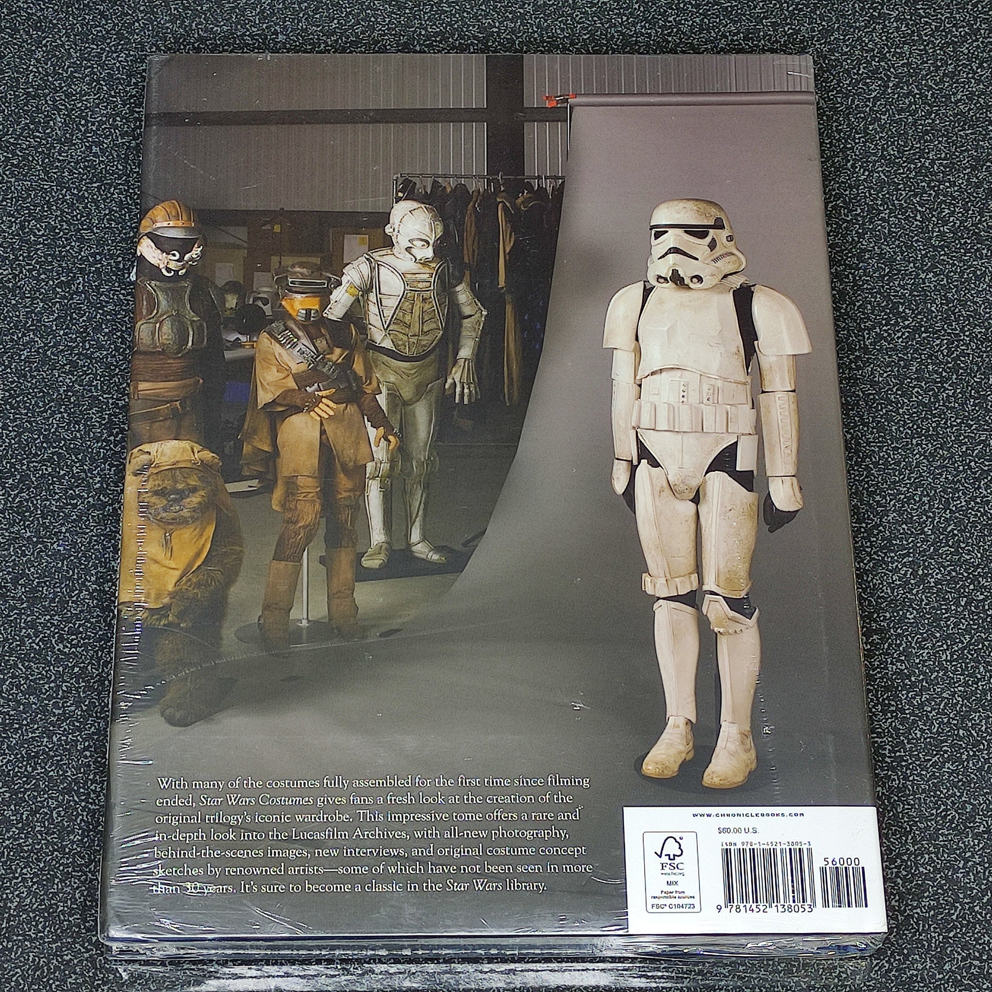 Back view of a Star Wars stormtrooper figure packaging with text and barcode.