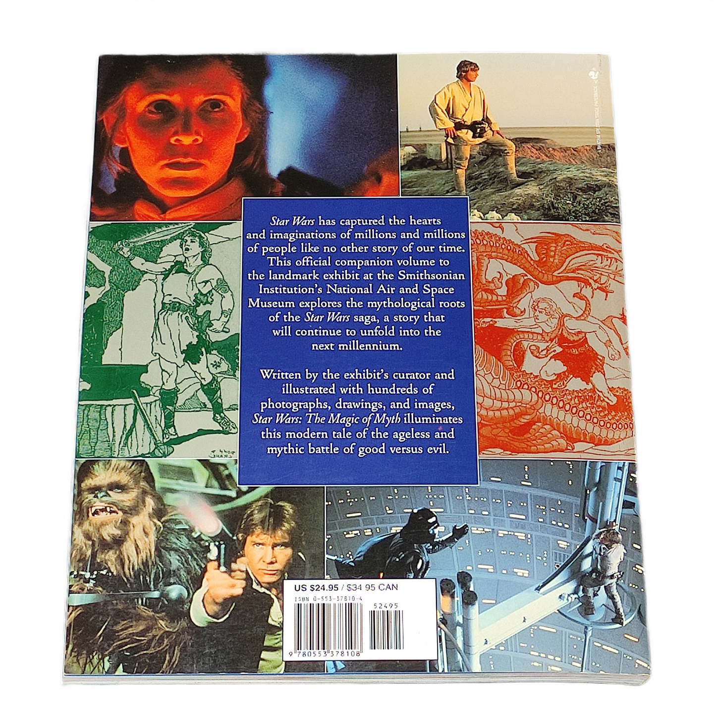 Back cover of a book with Star Wars-themed illustrations and text.
