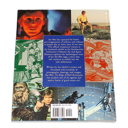 Back cover of a book with Star Wars-themed illustrations and text.