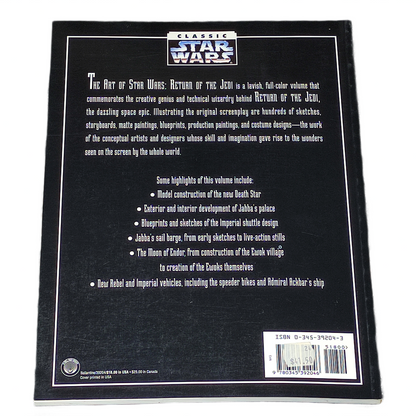 Back cover of a Star Wars book with text and branding