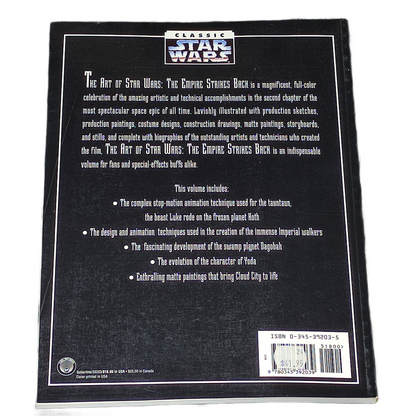 Back cover of a 'Star Wars' book with text and branding