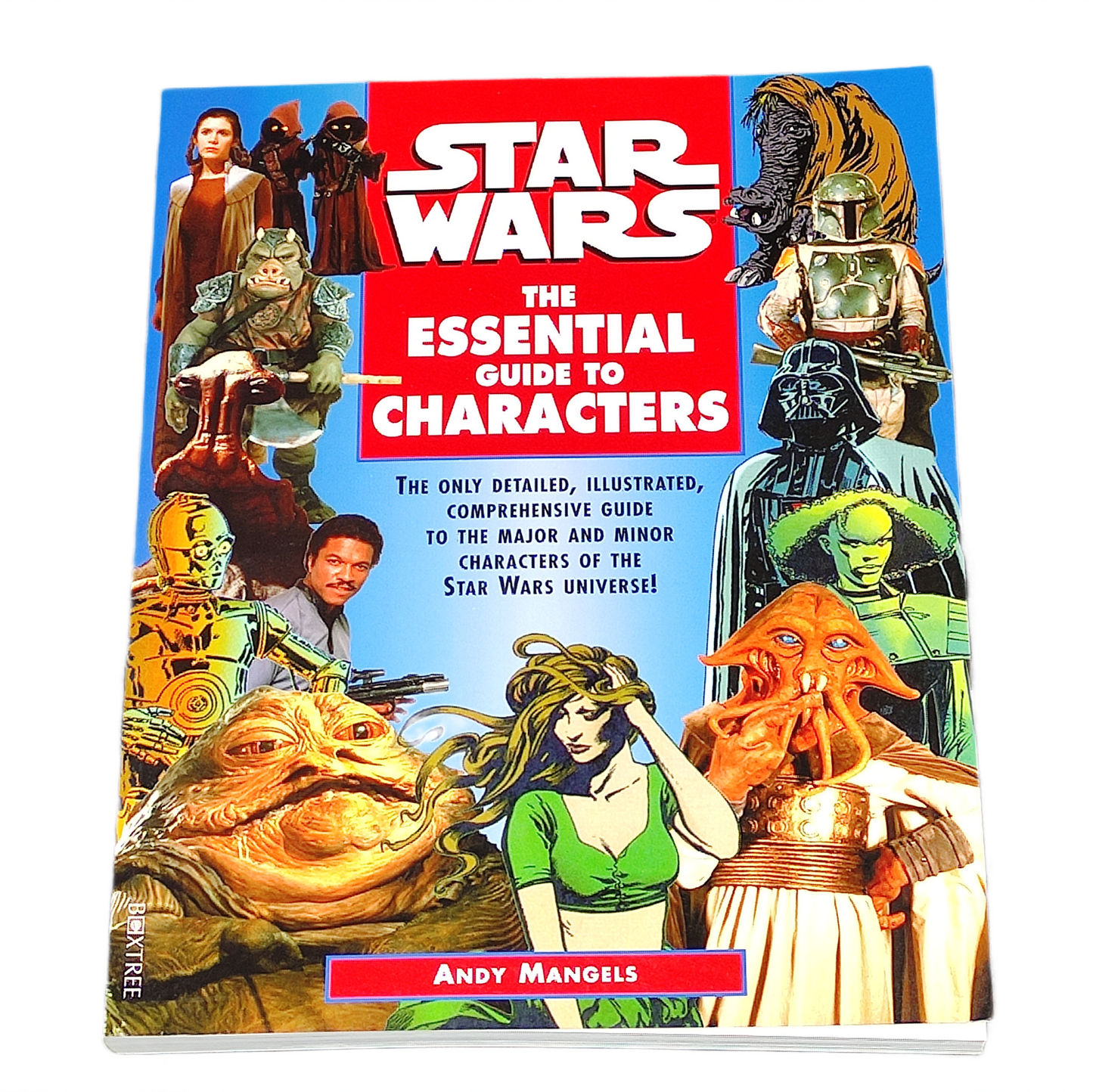 Book cover of 'Star Wars: The Essential Guide to Characters' with character illustrations on a white background.