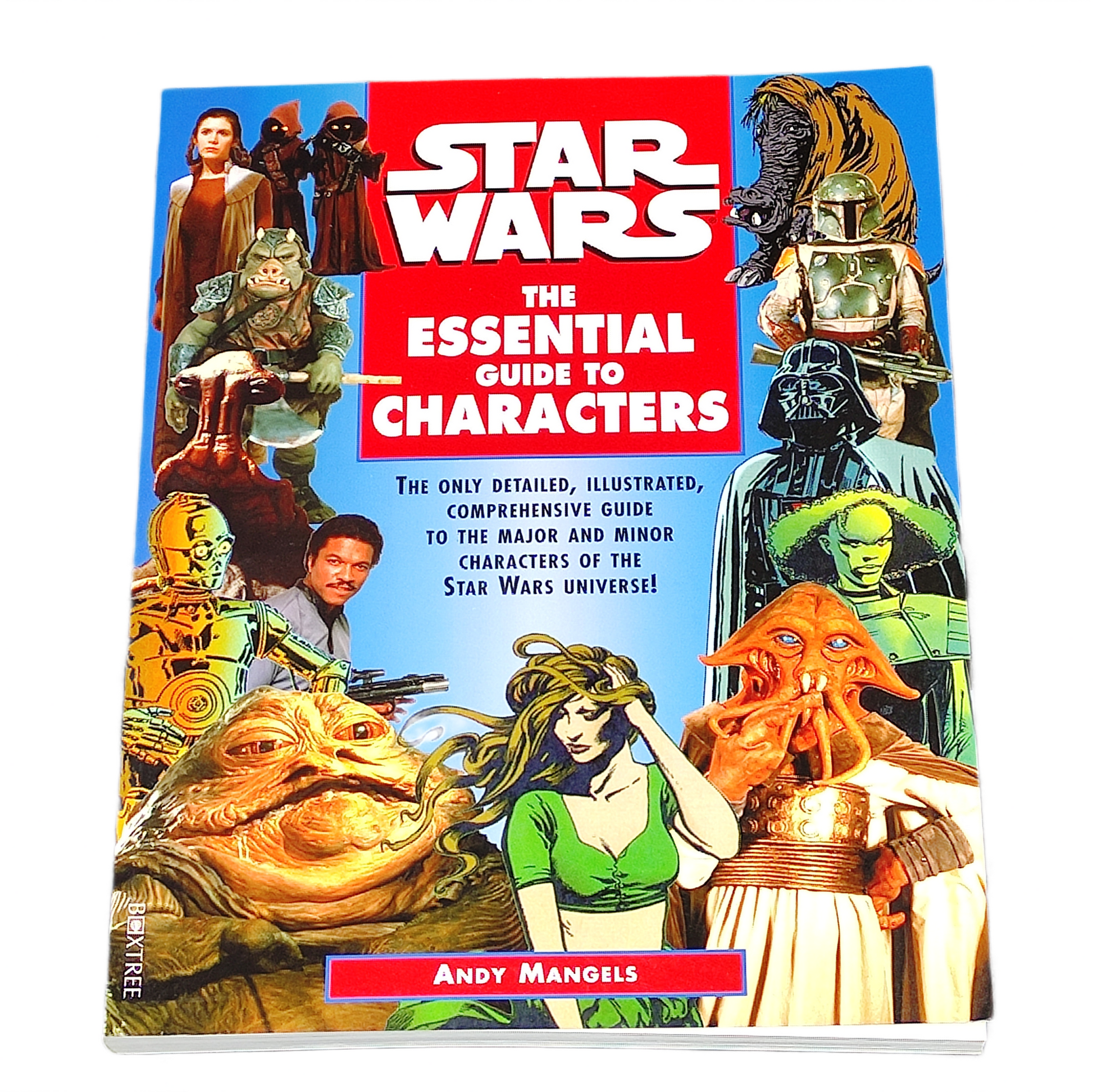 Book cover of 'Star Wars: The Essential Guide to Characters' with character illustrations on a white background.