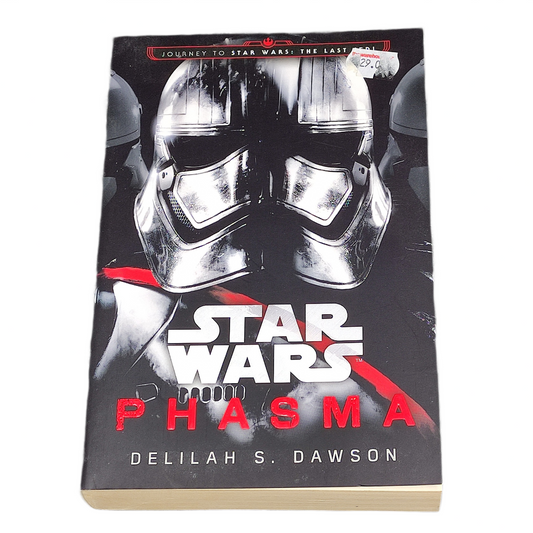 Book cover of 'Star Wars: Phasma' by Delilah S. Dawson with a helmet design on a black background.
