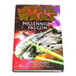 Book titled 'Millennium Falcon' by James Luceno with a spaceship illustration on a colourful background.