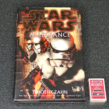Book cover of 'Allegiance' by Timothy Zahn featuring stormtroopers.