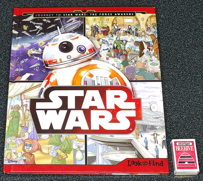 Star Wars themed book with BB-8 droid illustration on a dark textured background